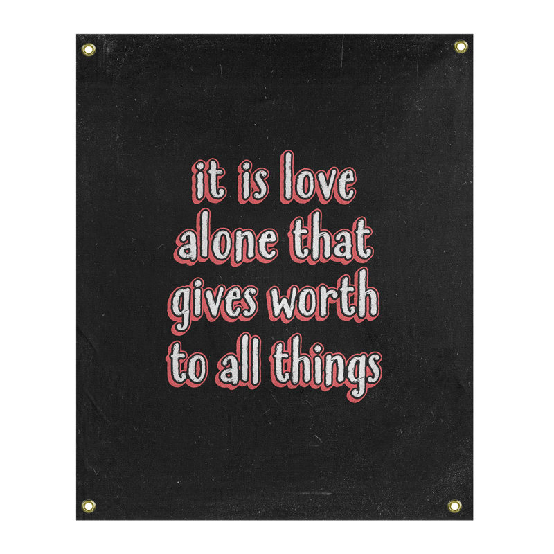 Tapisserie tableau noir de polyester love quot, H 36 po x l 26 po, Rouge