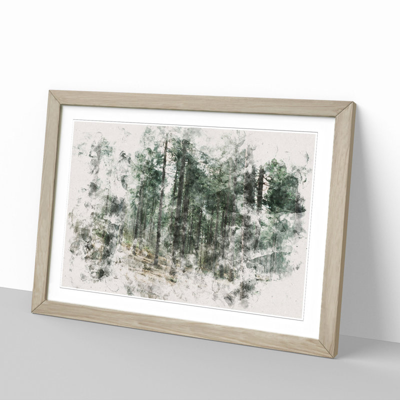 Conifer Tree Forest Vol.2 - Picture Frame Painting, 65cm H x 90cm W x 2cm D, Oak