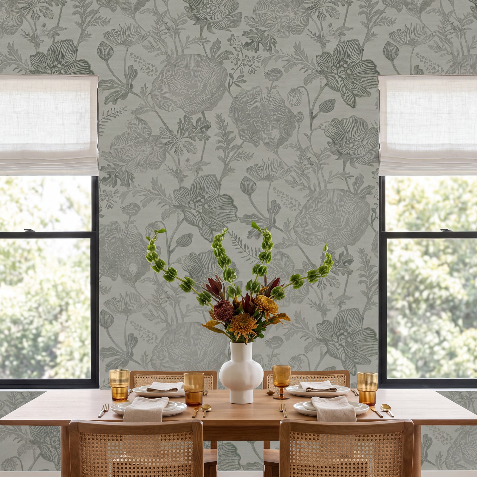 Poppies Textured Peel and Stick Wallpaper by Pure Salt, Green