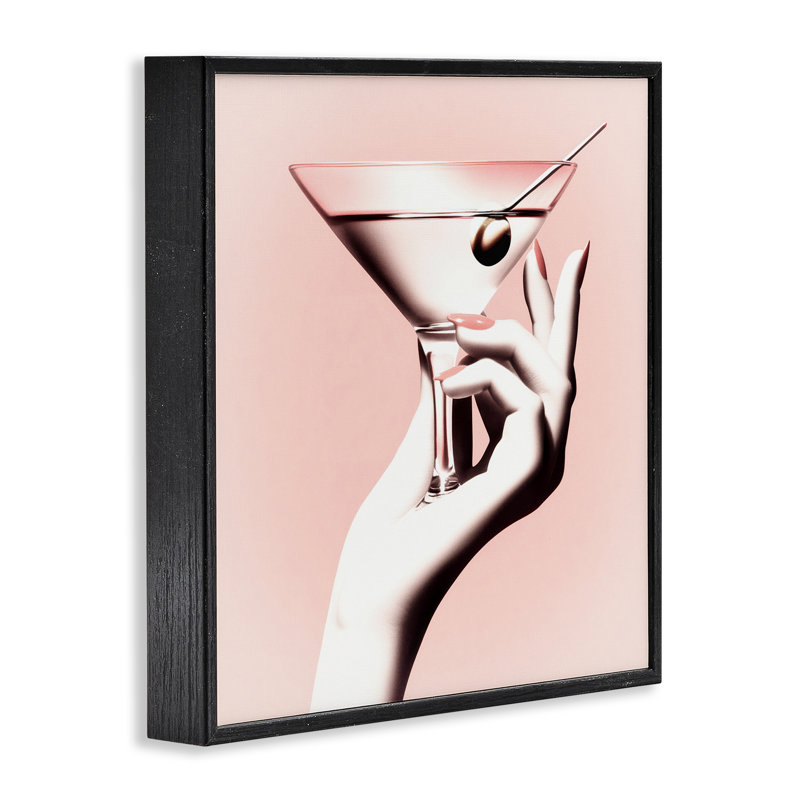 «Martini Stirred», estampe numérique par Sophie 6, H 17 po x l 17 po, Giclée encadrée noir minuit
