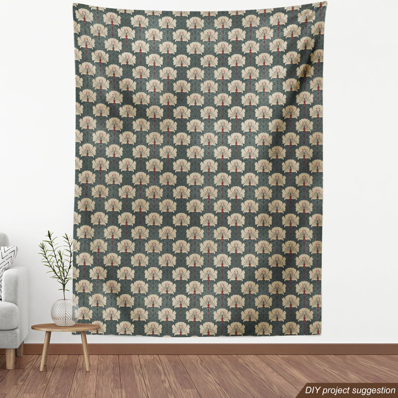 Tissu coquelicot romantique Art Nouveau, L 58 po x L 72 po