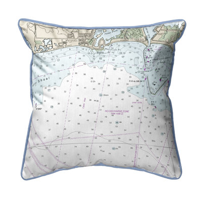 Block Island Sound - Housse de coussin d'extérieur carré avec cordon Matunuck RI