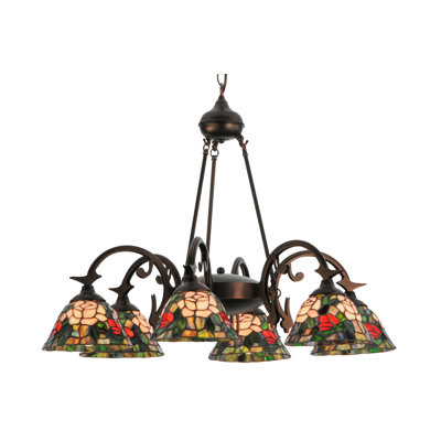 Lustre classique / traditionnel 6 lumières Tiffany Rosebush