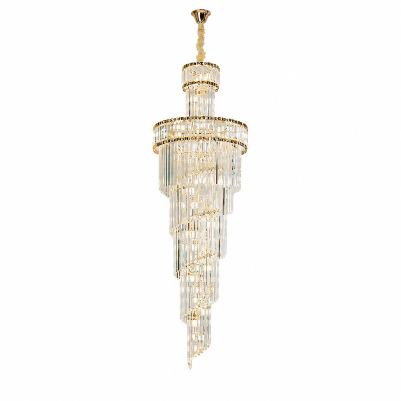 23-Light Crystal Dimmable Tiered Chandelier, 70.87" Hx 19.69" Wx 19.69" D