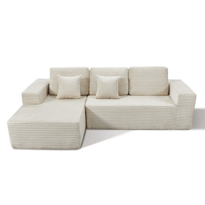 Clossy Gray 2-Piece No Assembly Required Upholstery Sofa, Cloud-Like Sectional Couch With Pillows, Deep Seat Modular Sofa For Living Room Bedroom, Rig by Latitude Run