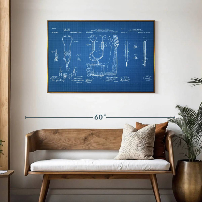 Matériel médical brevet bleu, Cadre flottant doré, 43 po x 29 po