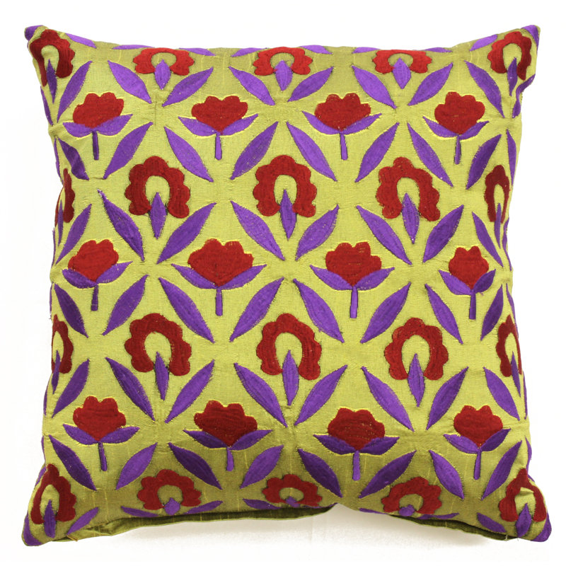 Bali Ikat Embroidered Cotton Blend Throw Pillow