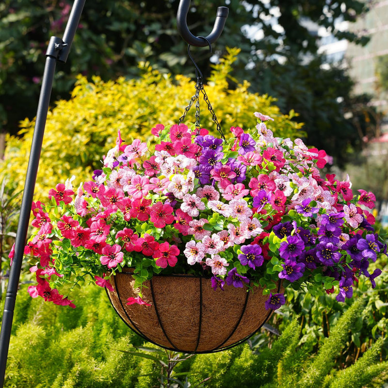 Fleurs artificielles pour l'extérieur, 16 fleurs en soie artificielle résistantes aux rayons UV