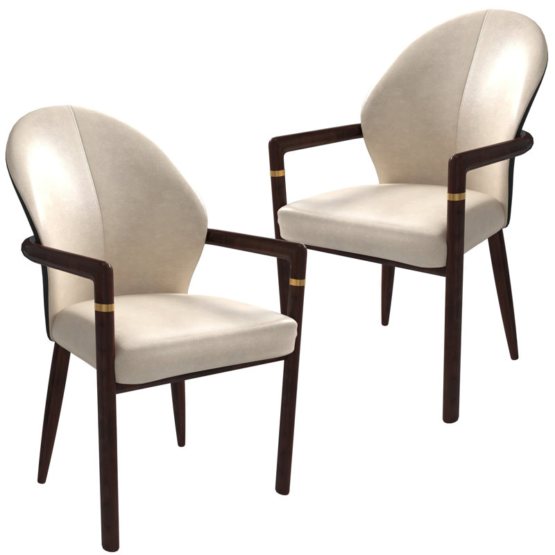 Chaise avec accoudoirs ergonomique Kavonna, Taupe