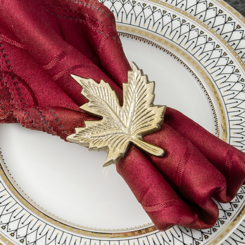 Metal Maple Gold Napkin Rings