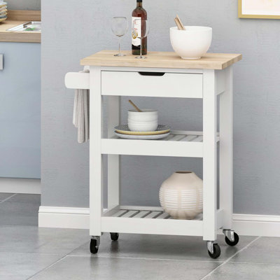 Chariot de cuisine compact en bois - Fonctionnel et élégant