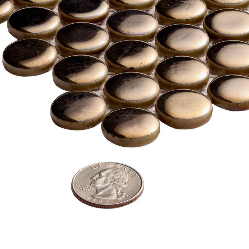 Hudson Penny Round 11-7/8 in. x 12-5/8 in. Porcelain Mosaic Tile
