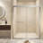 56-60 " x 72" Tempered Glass with Explosion Proof Film, Aluminum Frame Double Sliding Shower Door, "1/4 (6 mm), Stainless Steel handle,Brushed Nickel-122517008