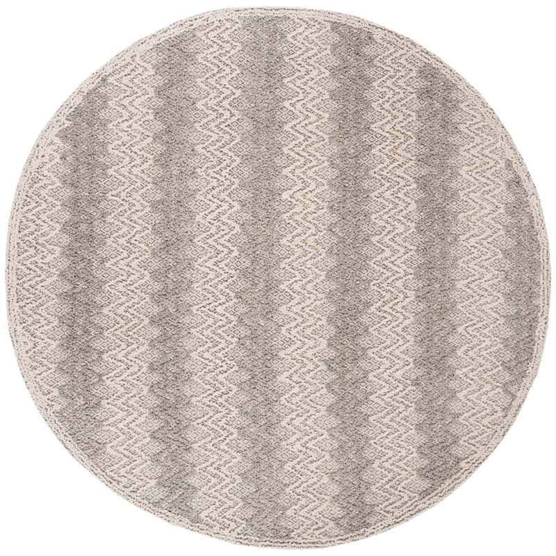 Hamlin Trace Hand Tufted Wool Chevron Rug, Round 6'