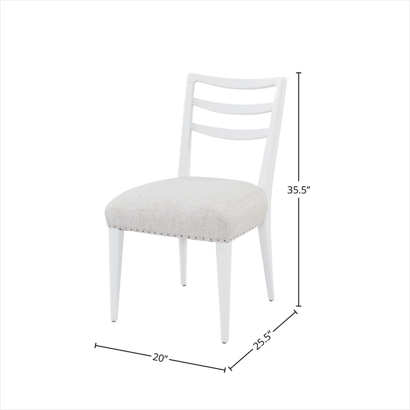 Chaises d'appoint avec structure en bois massif de couleur blanche, ensemble de 2, siège en polyester, conception à échelle pour la salle à manger