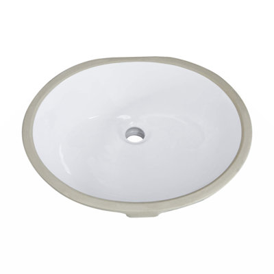 White Oval Undermount Bathroom Sink With Overflow
