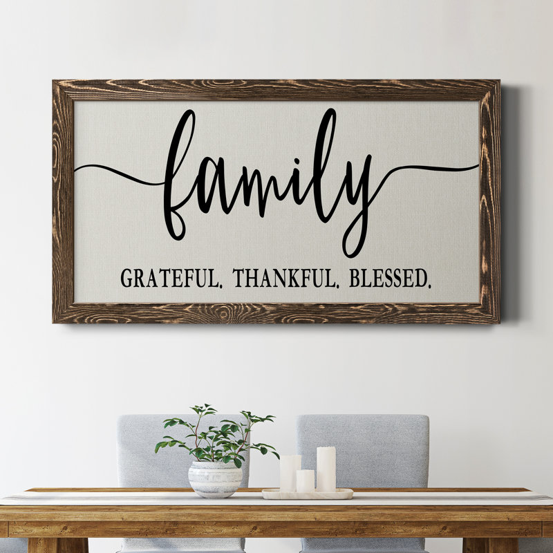 «Family Grateful», art textuel sur toile, Noyer