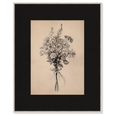 «Delicate Graphite Bouquet II», reproduction d'art sur toile par Art Remedy