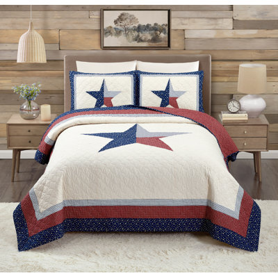 Modern Heirloom Texas Lone Star 3-Piece Cotton Quilt Set