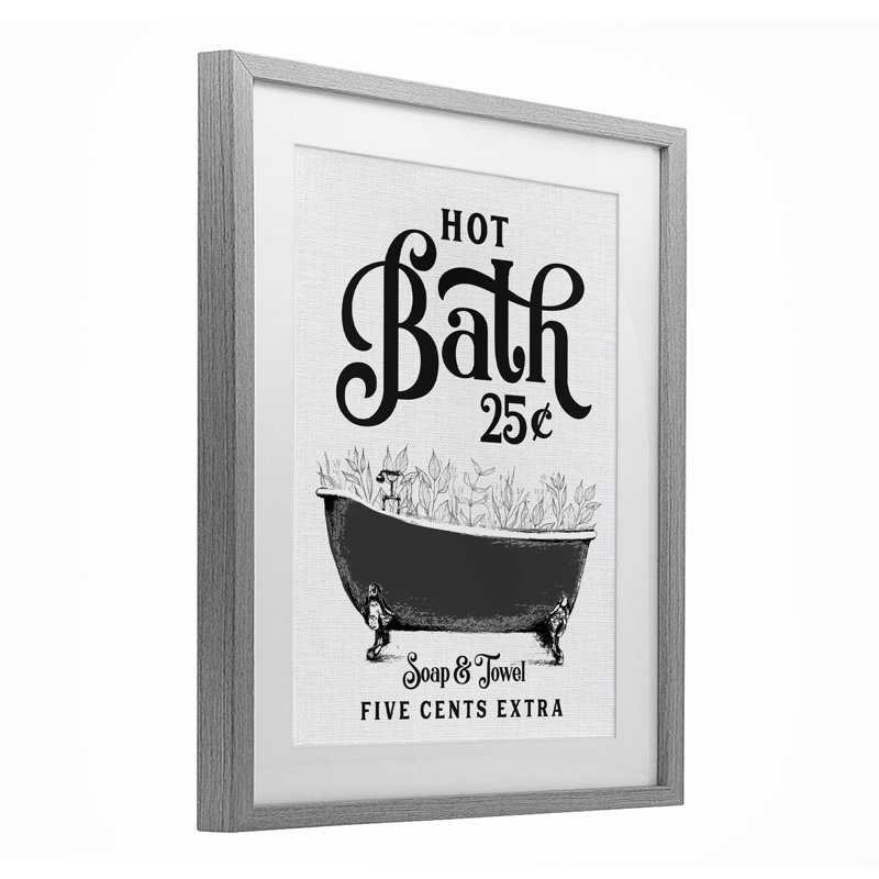 «Hot Bath with Bubbles», reproduction encadrée sous verre, signée lettrée et doublée, Cadre de ferme gris, H 21 po x l 17 po
