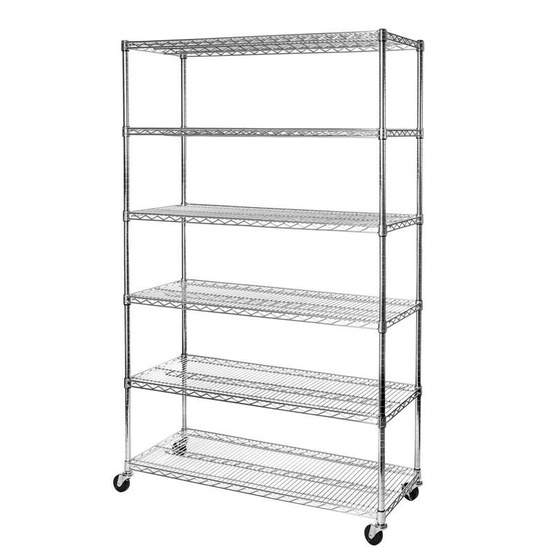 UltraDurable 6-Tier Chrome Steel Wire Shelving with Wheels