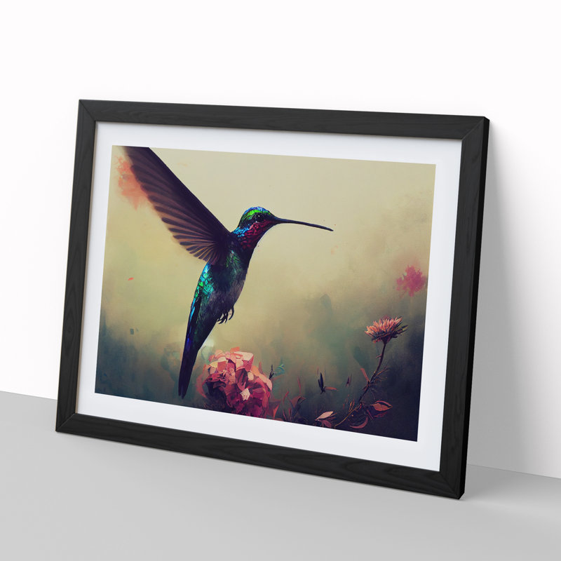 Hummingbird Vol.4 Abstract - Single Picture Frame Print, 46cm H x 64cm W x 2cm D, Black