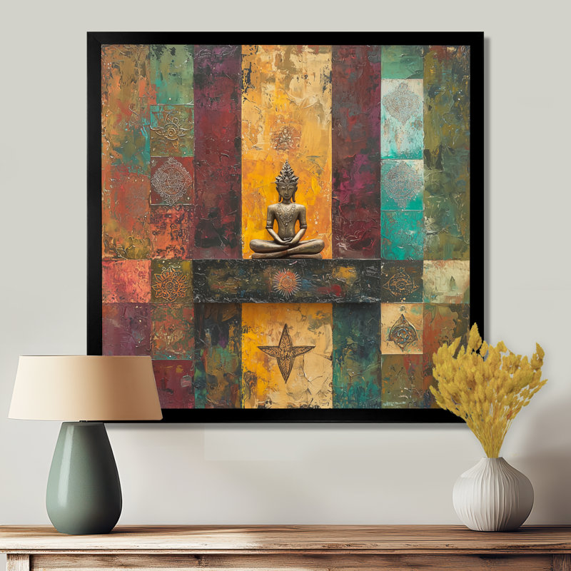 Radiant Aura of Folk Religions - Bouddhisme, art mural, Reproduction encadrée d'une seule photo sans pass, Noir