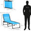 Chaise de piscine pliante bleue - Méridienne avec filet respirant, inclinable, coussin, pour patio, cour, chaise longue pliante portative pour l'extérieur, 4 positions de dossier,