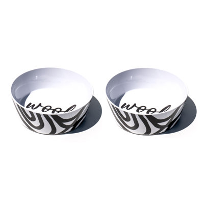 Abode Homewares Black & White Woof Lines Melamine Pet Bowl - Large - 5 Cups - Black