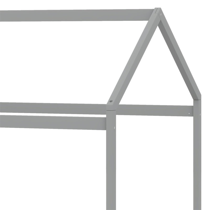 Lit en bois avec tête de lit, Gris