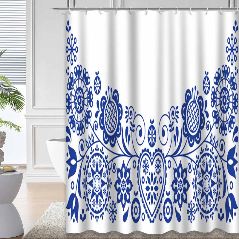 Rideau de douche bleu imperméable, rideaux de douche pour la salle de bain avec 12 crochets, 72" L x 84" W