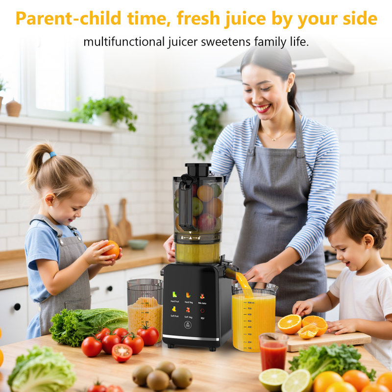 Cold Press Juicer With 4.35" Extra-Wide Feed Chute – Slow Masticating Electric Juice Extractor For Whole Fruits & Vegetables, 30% Higher Juice Yield, 95% Nutrient Retention, One-Touch Operation, Dishwasher-Safe Parts, Ultra-Quiet 65Db
