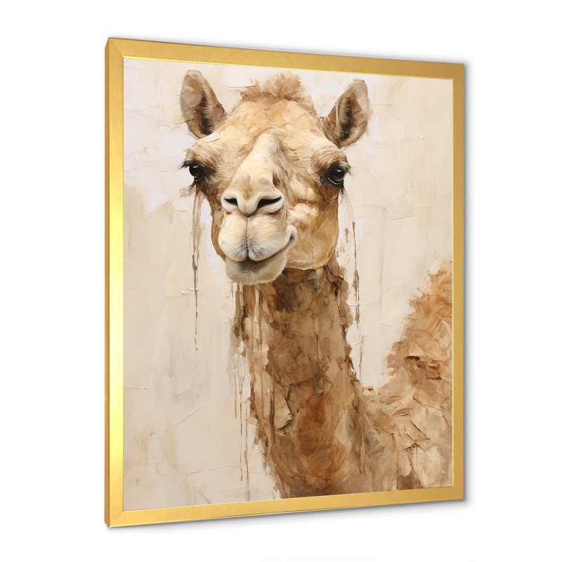 Minimalisme beige chameau II sur toile, H 32 po x l 16 po x P 1 po, Cadre doré simple