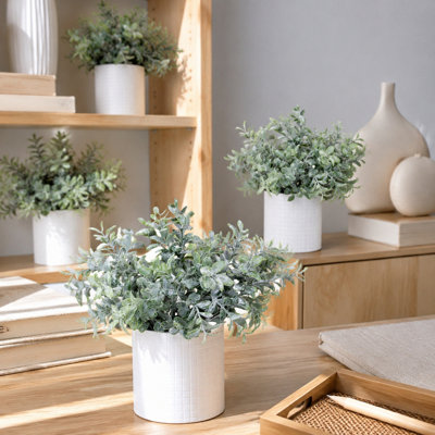 7,87 pouces plante givrée artificielle en pot givré, plante artificielle en pot texturé pour décoration intérieure de bureau à domicile