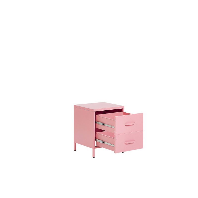Arturs 2 Drawer Bedside Table, Pink