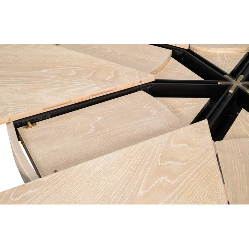 Tower Round Solid Oak Dining Table, Bleached Oak/Hammered
