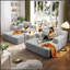 Canapé-lit convertible surdimensionné en velours côtelé duveteux avec poches de rangement et coussins moelleux pour un confort optimal dans votre cinéma maison-1578092739-1578092745
