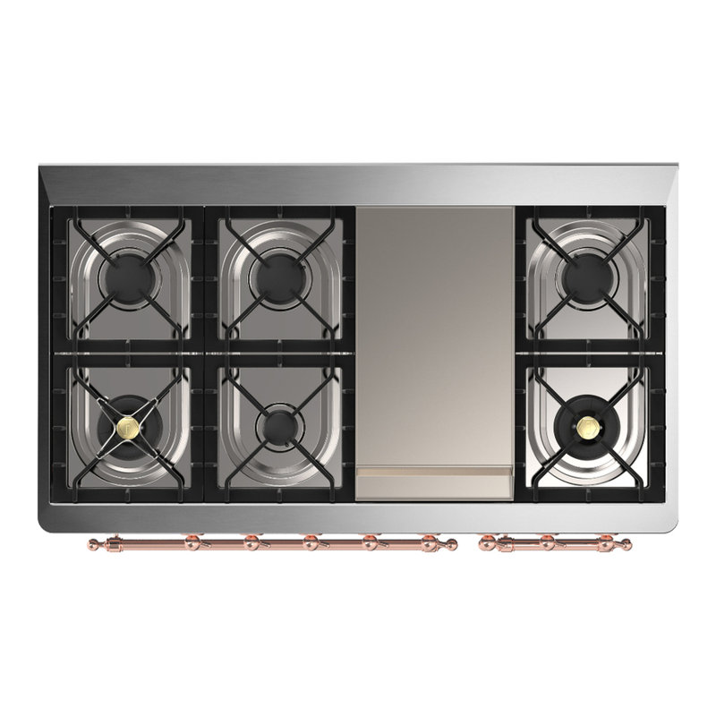 Majestic III Series 48 Inch Dual Fuel Range with 5 Sealed Burners, Griddle, Frenchtop in Matte Graphite (Natural Gas, Burnished Trim)