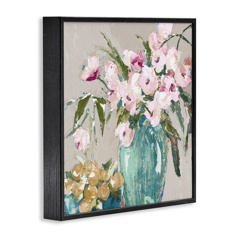 Arrangement de fruits et de fleurs, estampe numérique, design par Susan Pepe, Giclée encadrée noir minuit, H 12 po x l 12 po