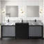 Ensemble de meuble-lavabo double avec plateau en marbre gris château et robinet noir mat