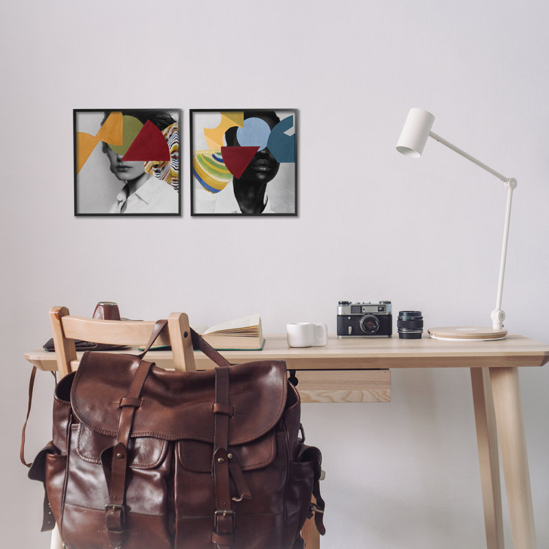 Obscura Pop Portraits, ensemble de 2 giclées par Victoria Barnes, H 12 po x l 12 po, Giclée encadrée noir minuit