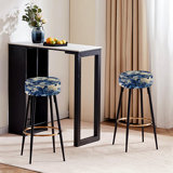 Romantic Cobalt Blue Swirls Victorian Pattern - Floral Bar Stools Set Of 2