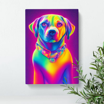 Neon Dog No.2 - Wrapped Canvas