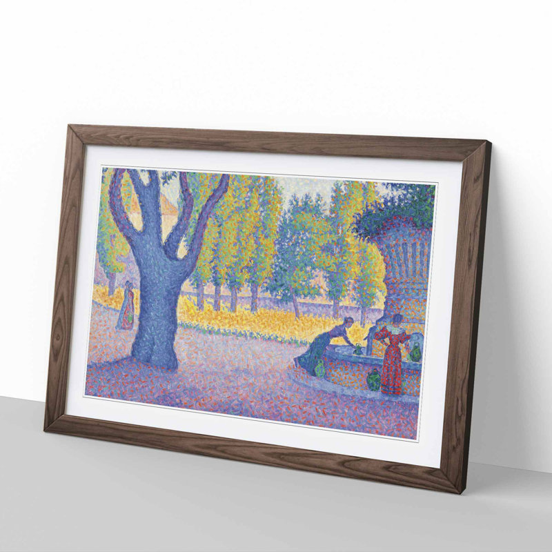 Saint-Tropez Fountain by Paul Signac - Picture Frame Painting, Walnut Framed, 27cm H x 36cm W x 2cm D