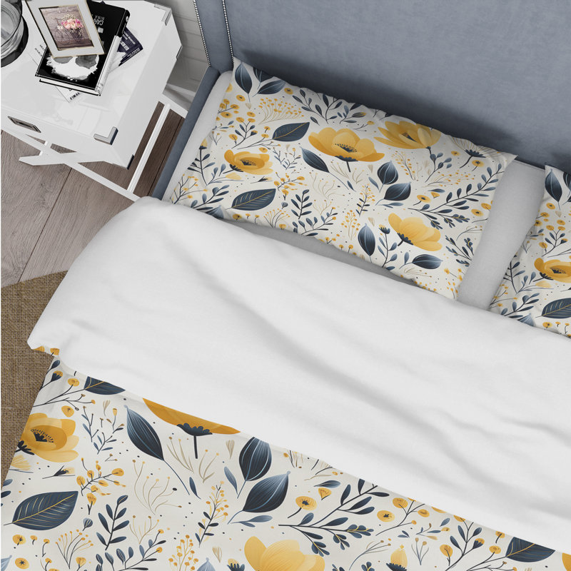 Ensemble de housse de couette Yellow Bohemian Bliss, Housse de couette pour grand lit et 2 taies décor