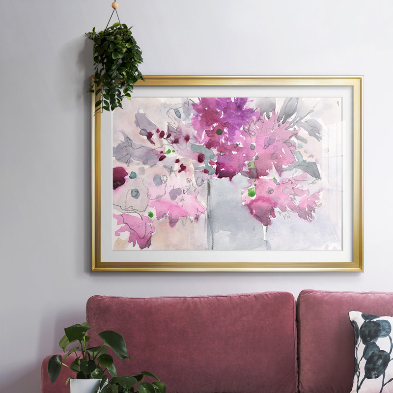 Cadre floral I, impression sur papier, H 30 po x l 44 po x P 1,5 po, Or