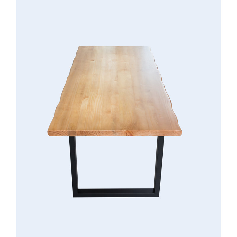 Ollie Pine Rectangular Wood Top Dining Table with Steel Base, 75 x 200 x 90 cm, White Ash