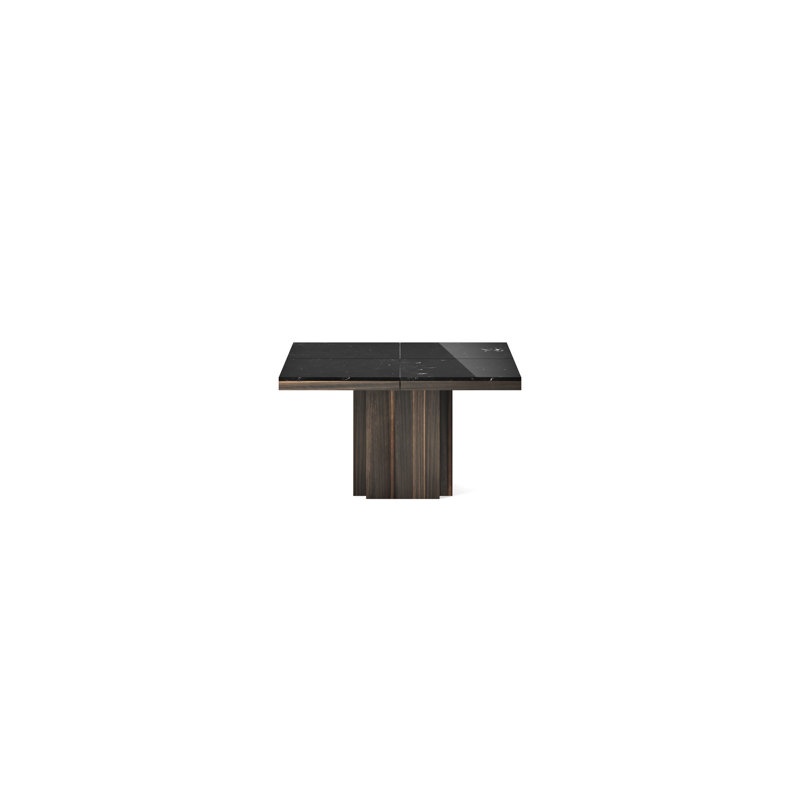 Laubestein Square Marble Top Dining Table, Black Marble / Smoked Eucalyptus
