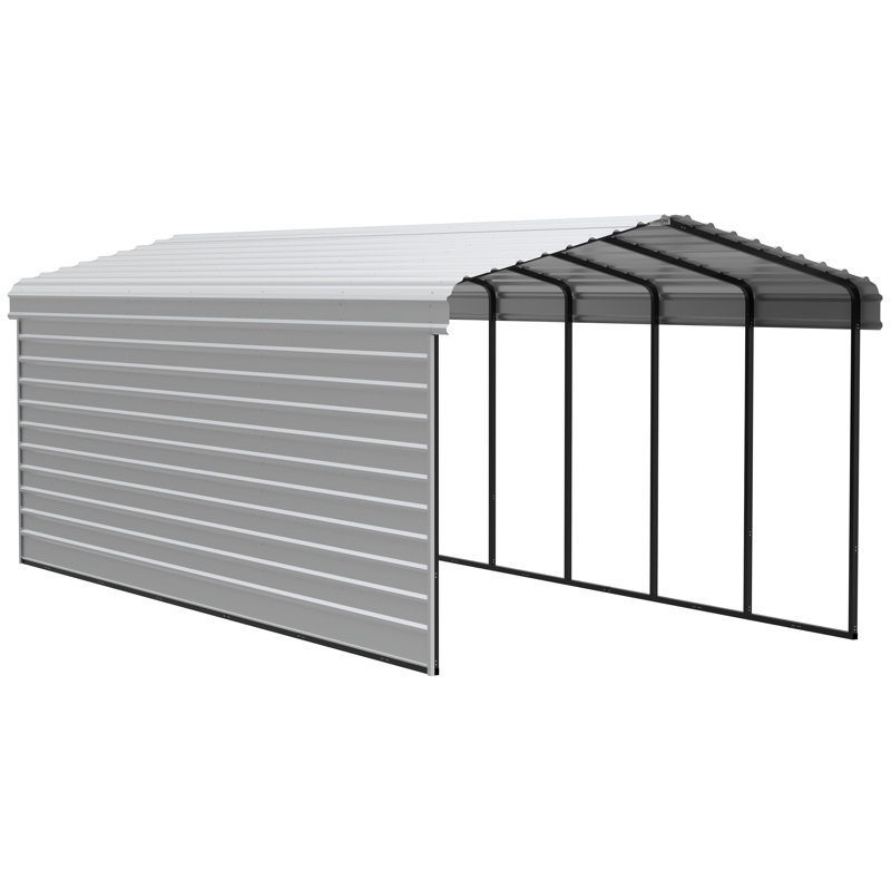 Eggshell Steel Carport Kit with Black Frame, 12 x 29 ft.