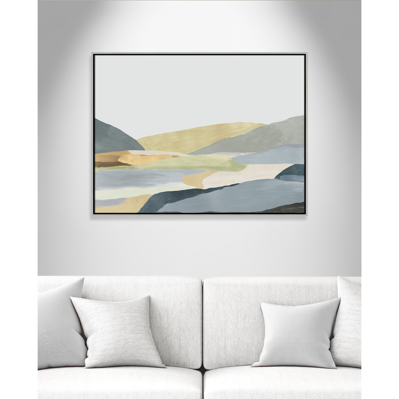 Blair "Warm Hills II" Painting, 31.5" H x 41.5" W x 2" D, Silver Canvas